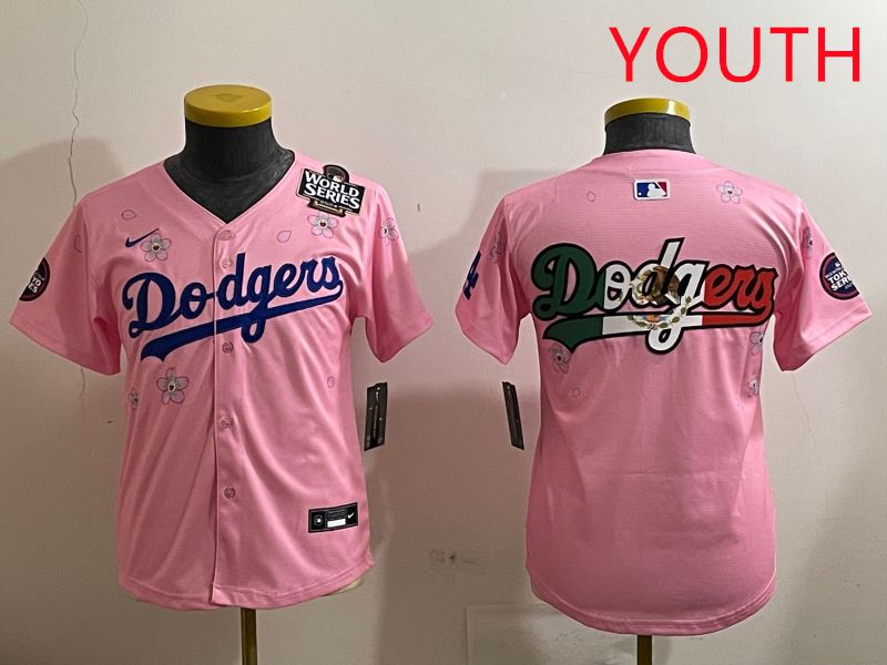 Youth Los Angeles Dodgers Blank Pink Sakura Edition 2025 Nike MLB Jersey style 9